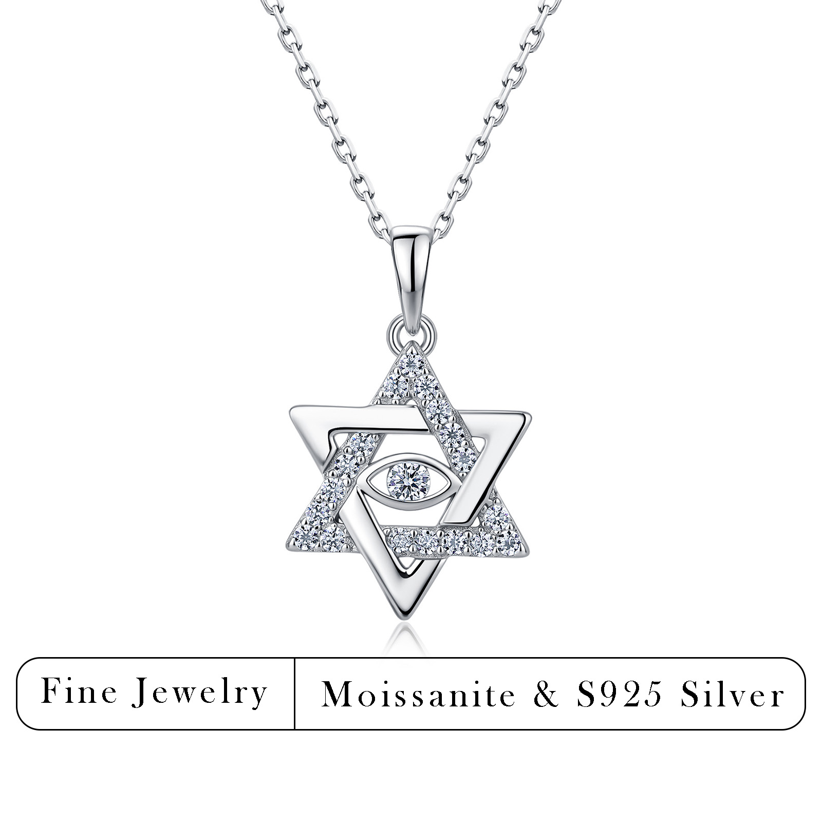 Evil Eye Bracelet - 0.33CTW Moissanite Davidster hanger ketting 925