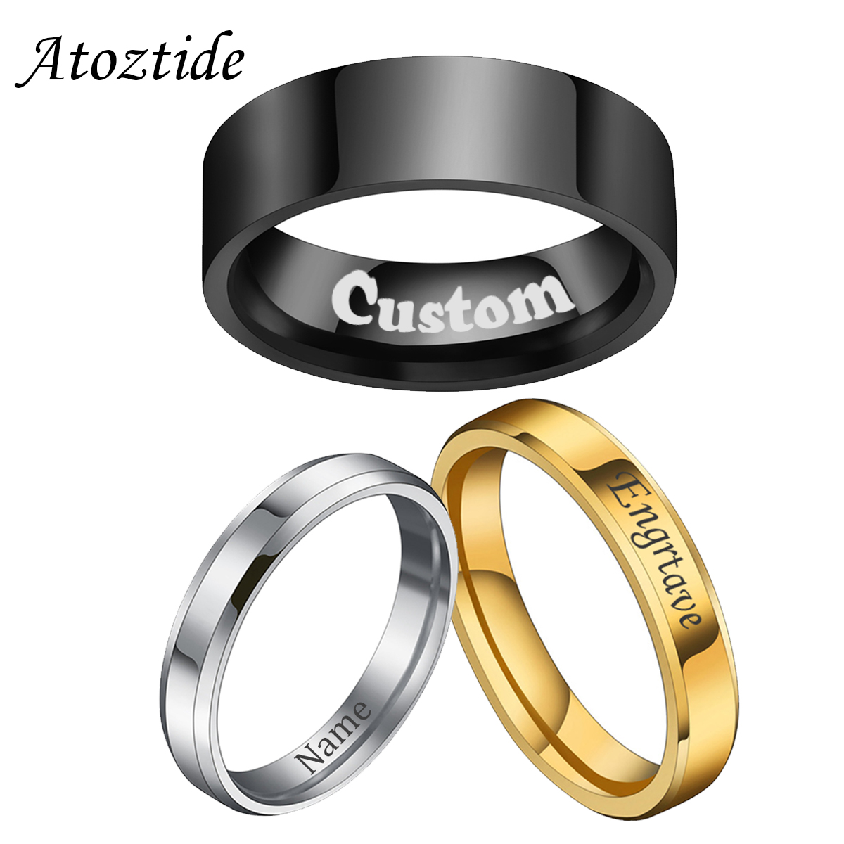 Wrap Ring Gold - Atoztide 4/6/8Mm Gepersonaliseerde Graveren Naam Datum