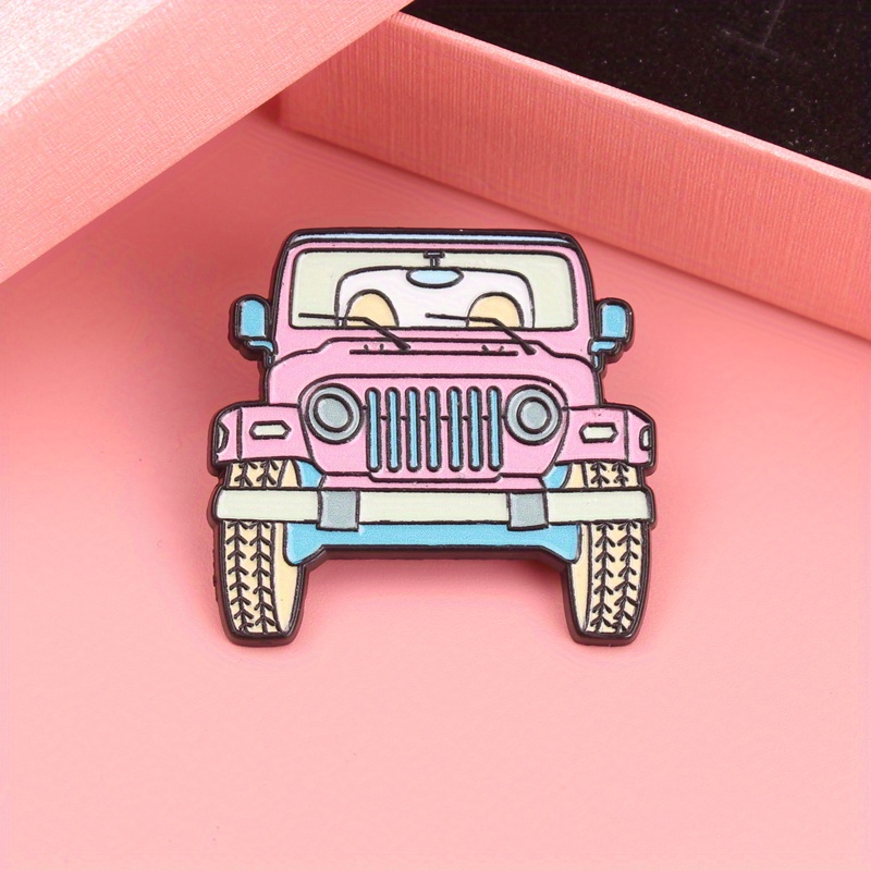 Women'S Jeep Accessories - Schattige roze Jeep Cartoon emaille pin
