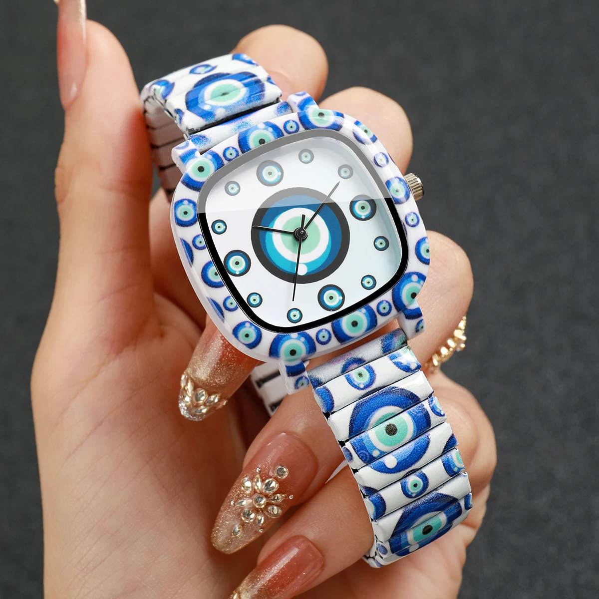 Evil Eye Bracelet - Mode Blauwe Boze Oog Dameshorloges Elastische