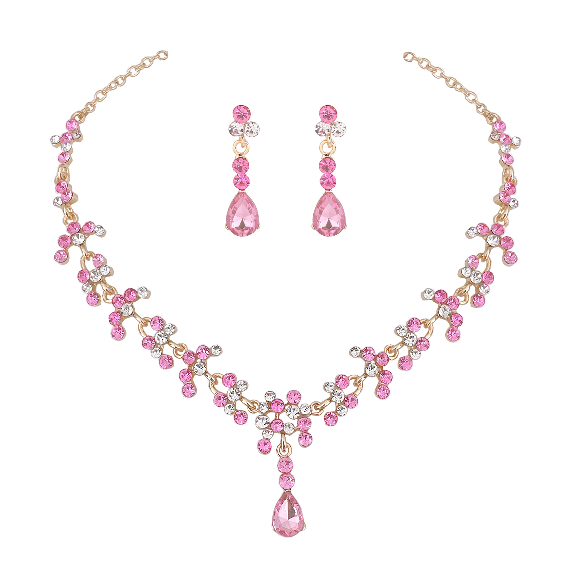 Women Jewelry Accessories For Black Dress - Barokke Roze Paars Kristal Bruids Bruiloft