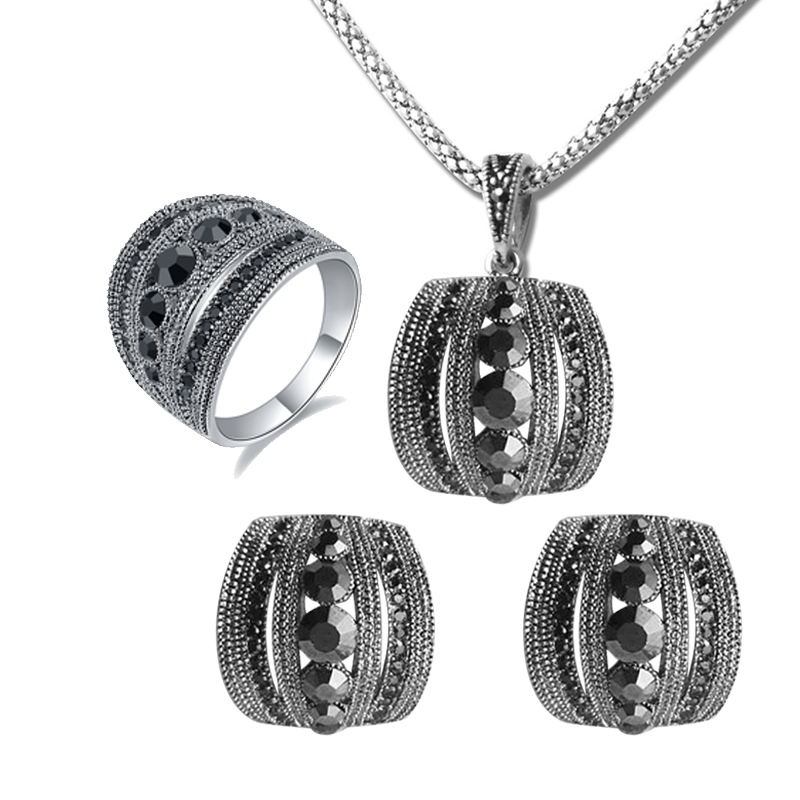 Women Jewelry Accessories For Black Dress - Maat 6-10 Vintage Zwarte Zirkoon Sieraden